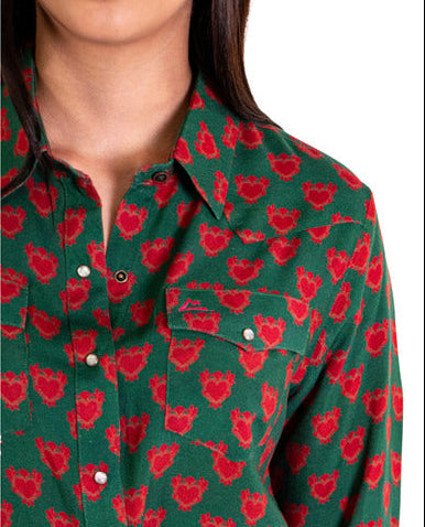 Camisa Vaquera Estampado Corazón