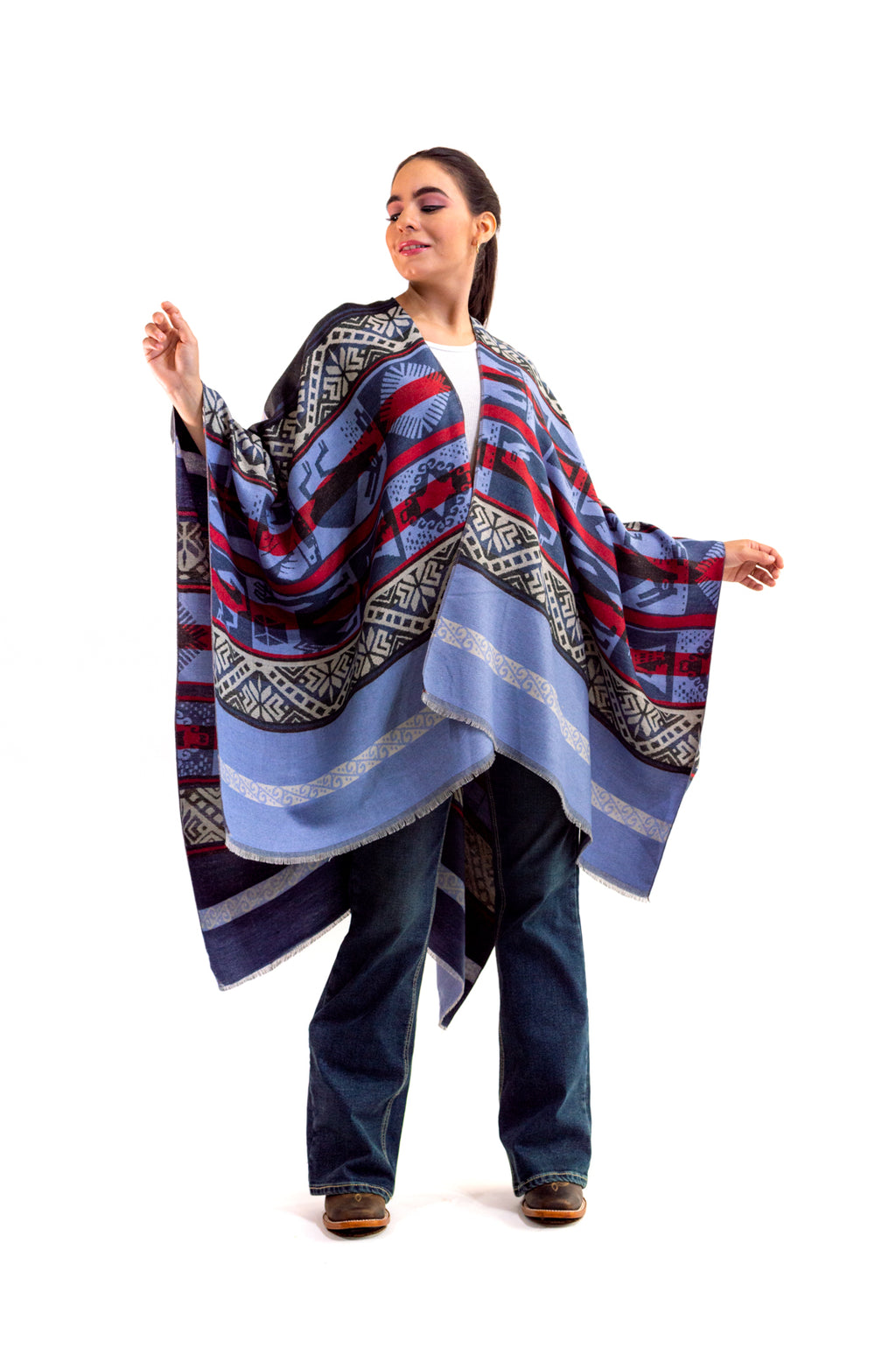 Poncho Icy Denver Blue Étnico