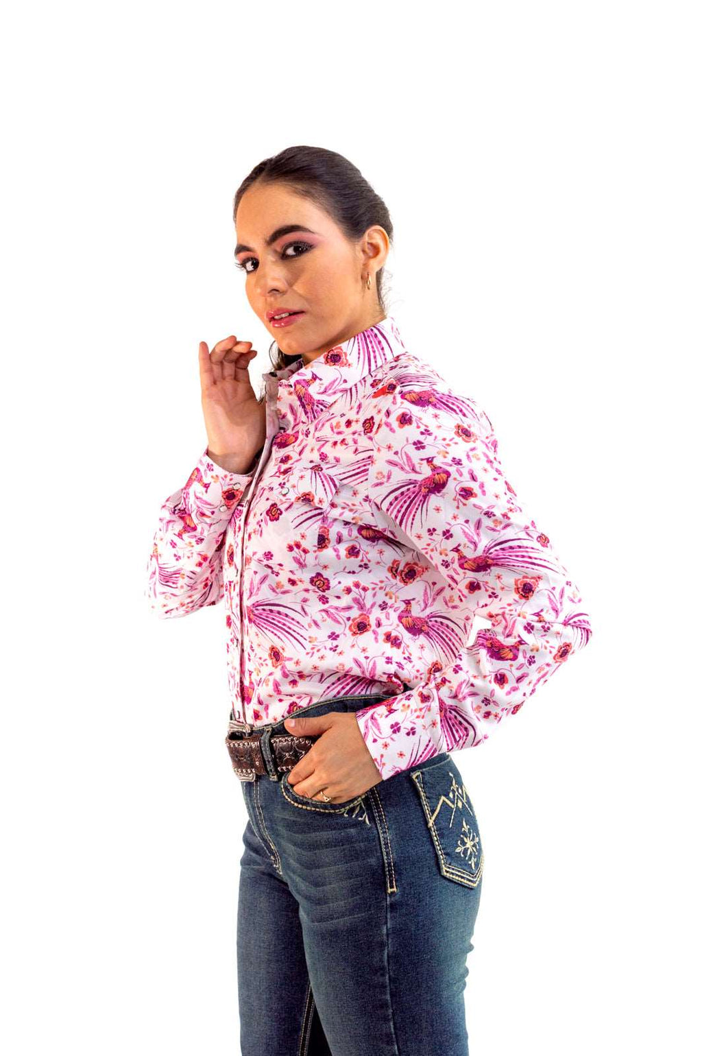 Camisa vaquera premium pavo real fiusha