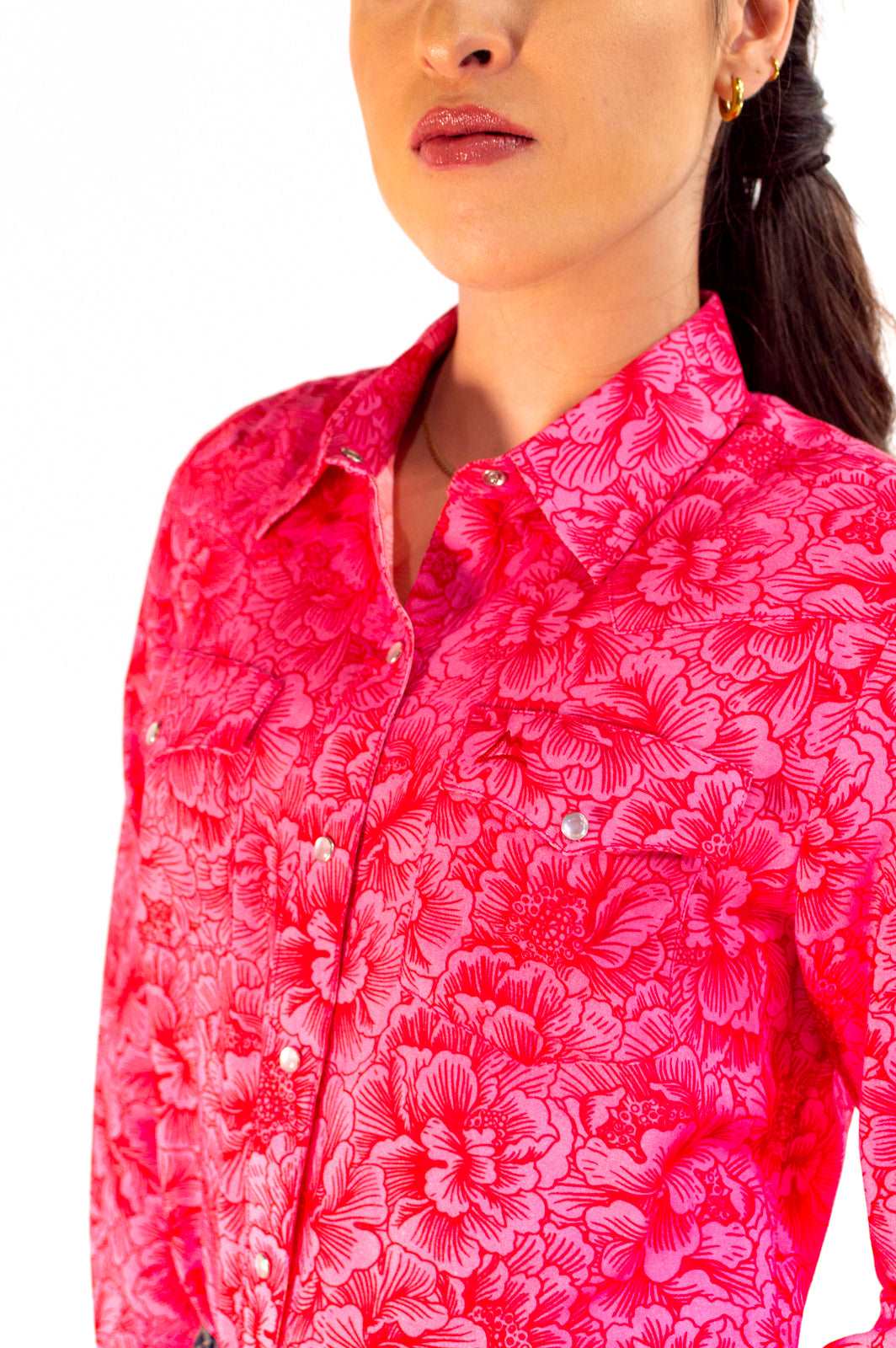 Camisa vaquera premium flores fiusha