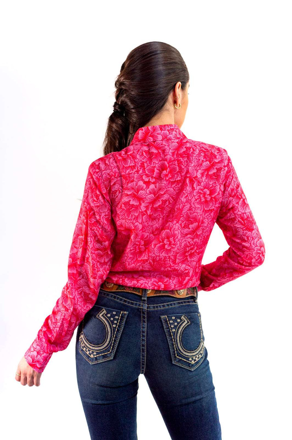 Camisa vaquera premium flores fiusha