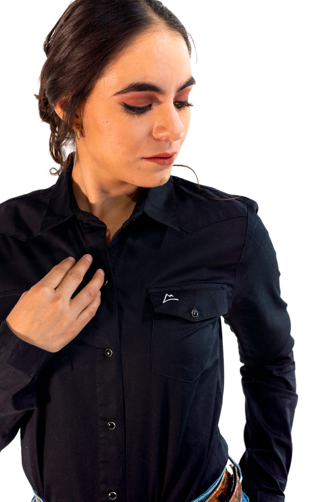 Camisa vaquera negra online mujer