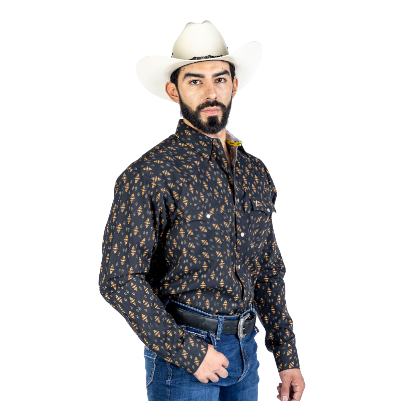Camisa Vaquera Icy Denver Mayólica Negro con Amarillo