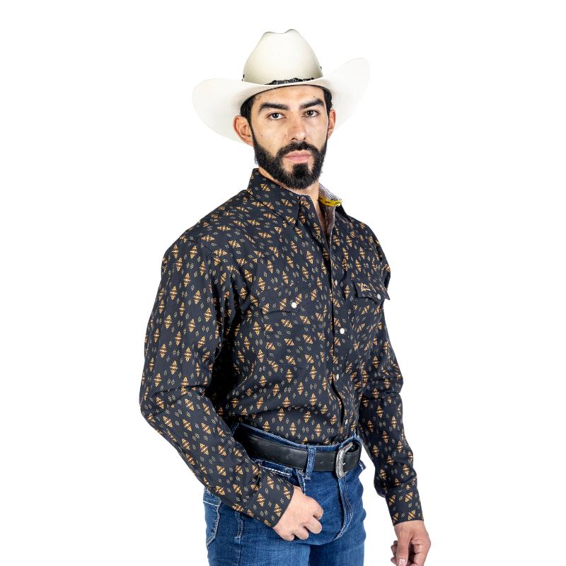 Camisa Vaquera Icy Denver Mayólica Negro con Amarillo A-CHH195