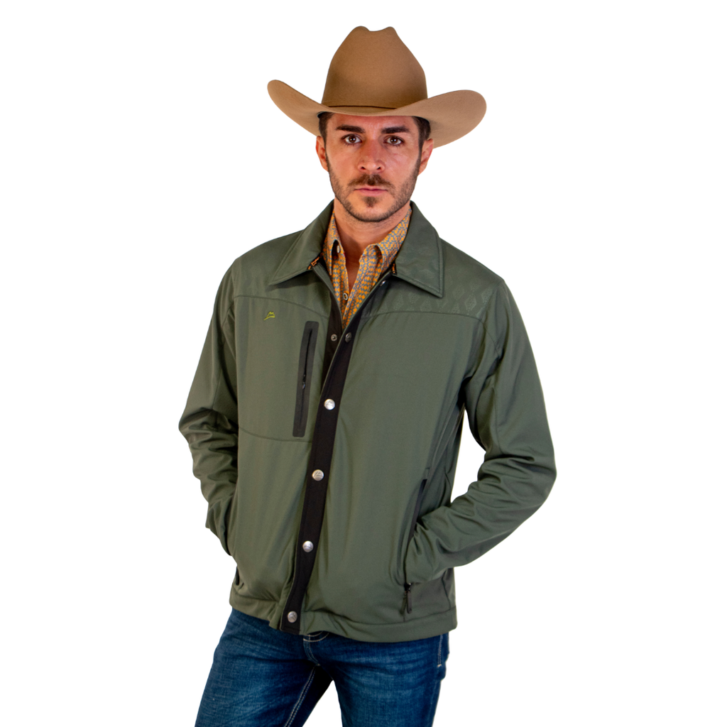 Chamarra Vaquera Olive Piteado Dark