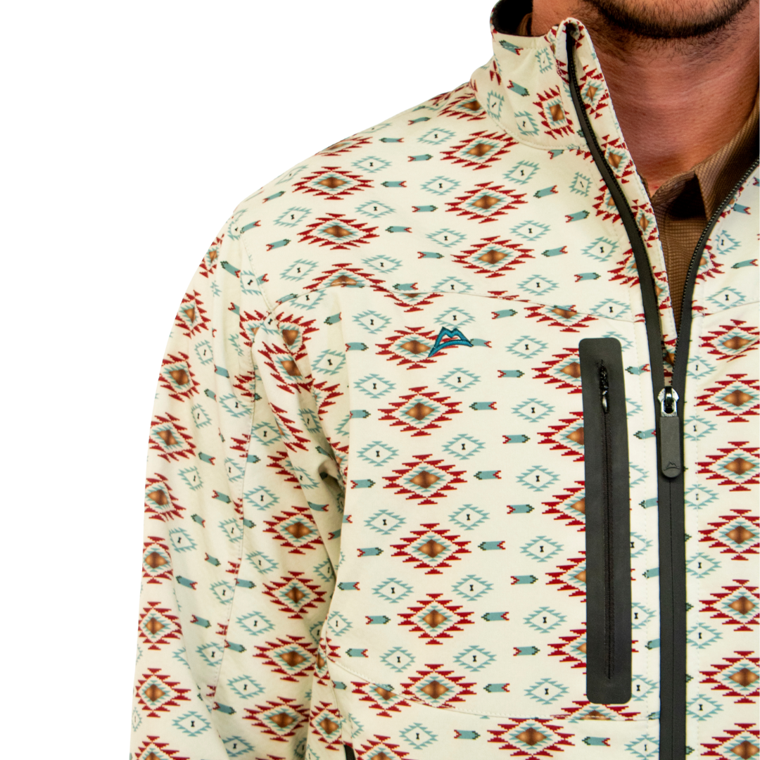 Chamarra Vaquera Spandex Tribal Flechas Beige