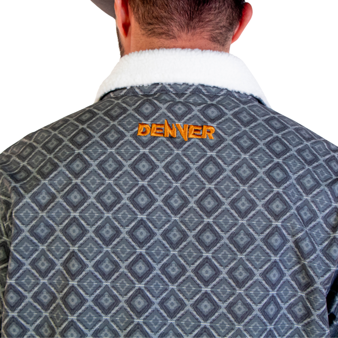 Chamarra Vaquera Felpa Étnico Gray