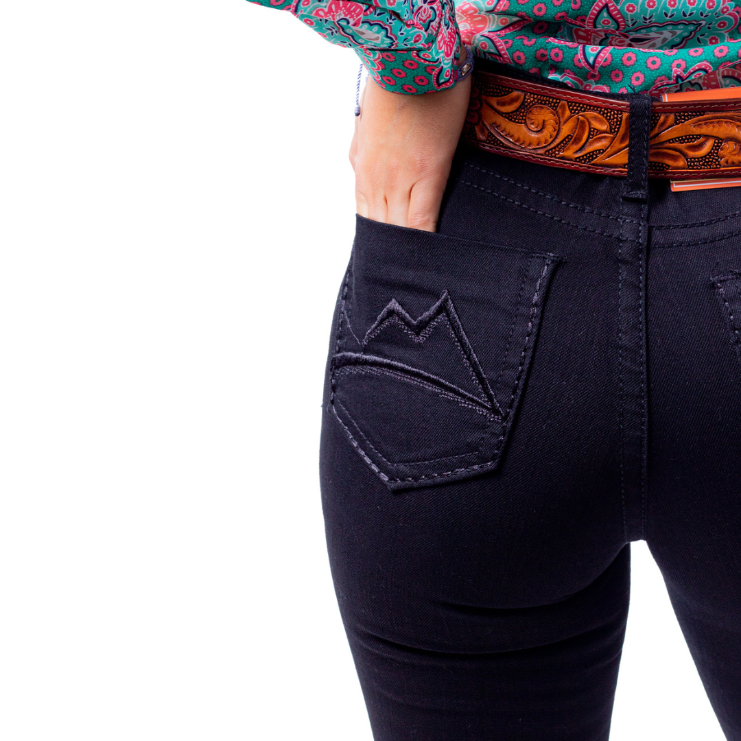Jeans Cintura Alta Color Negro Para Dama DM027