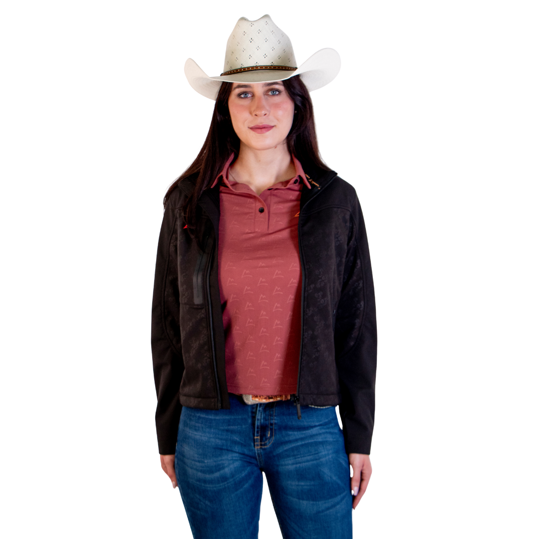 Chamarra Vaquera Spandex Rameado Flores Gloss