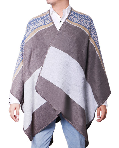 Poncho Patrón Nativo Base Gris PD009