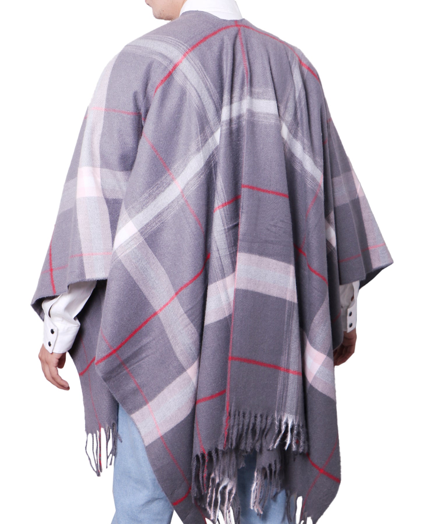 PONCHOS DENVER UNISEX Pattern Gray with White PD002